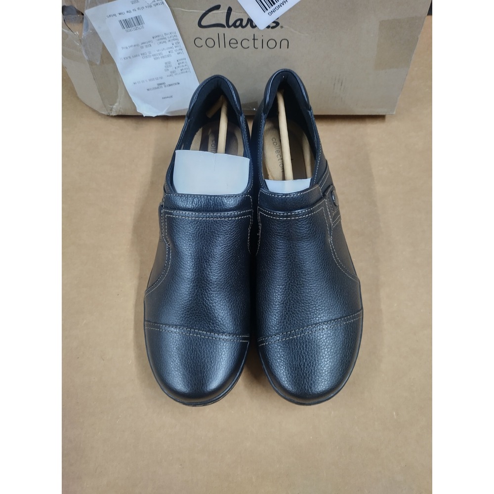 Clarks Collection Cora Poppy Black Tumbled Leather Loafers Womens 11 M Slip On